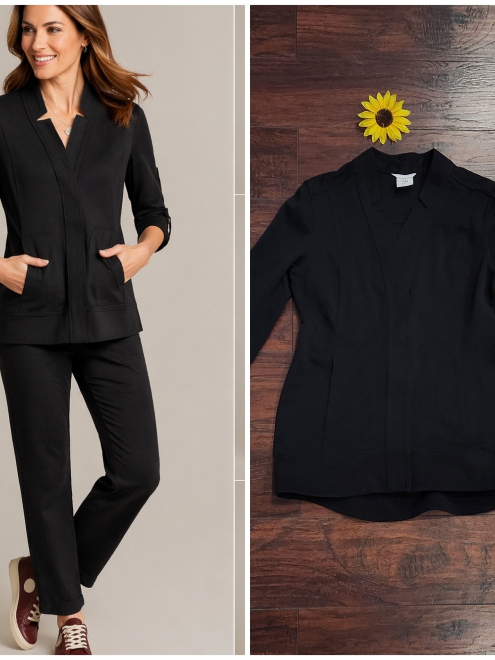 Cabi Around the Clock Black Zip Mandarin Collar Zip Blazer Jacket #5480 Size S
